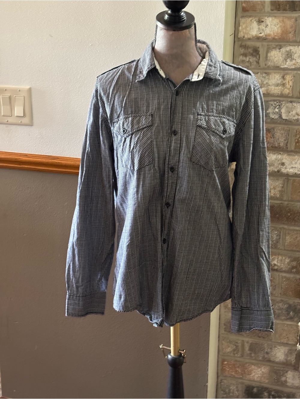 Structure Black and White Check Modern Fit Shirt